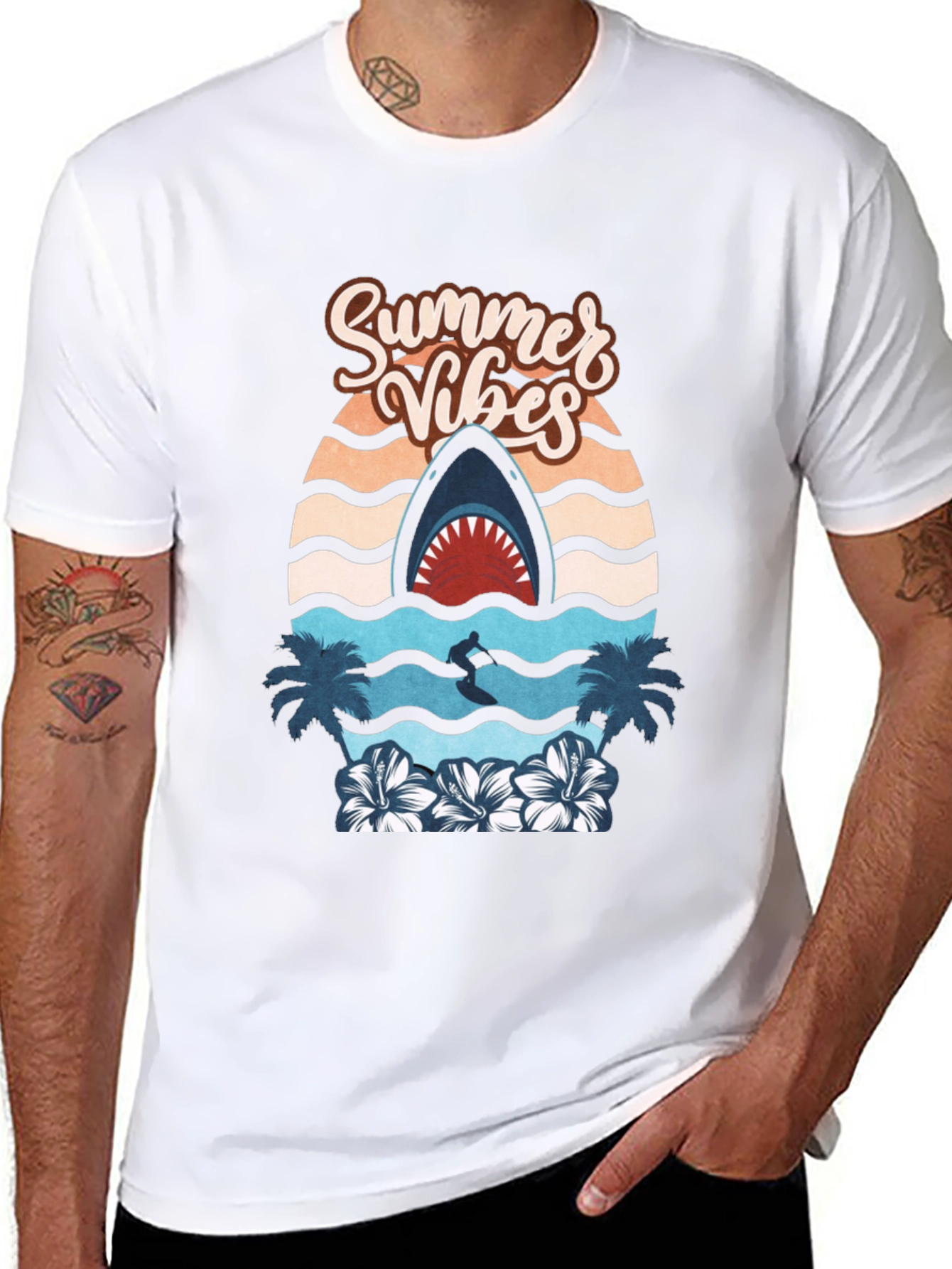 Summer Vibes Shark Graphic Tee