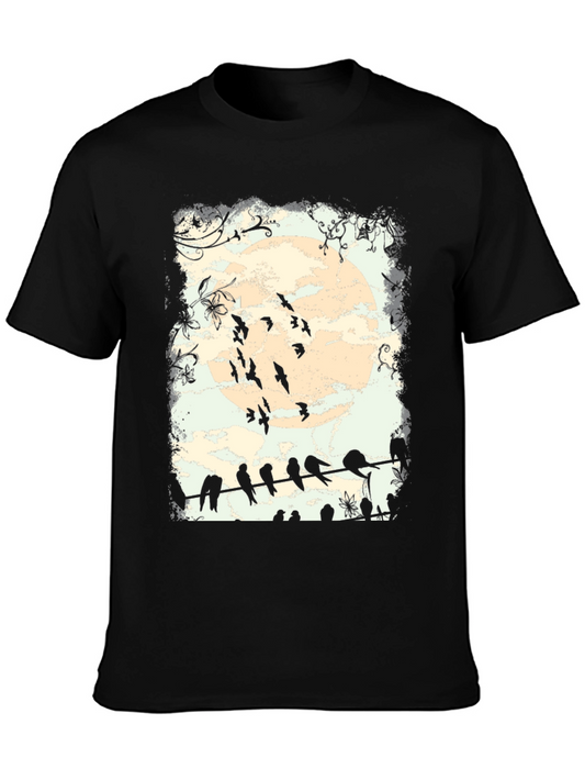 Birds on a Wire Graphic Tee - Unique Design