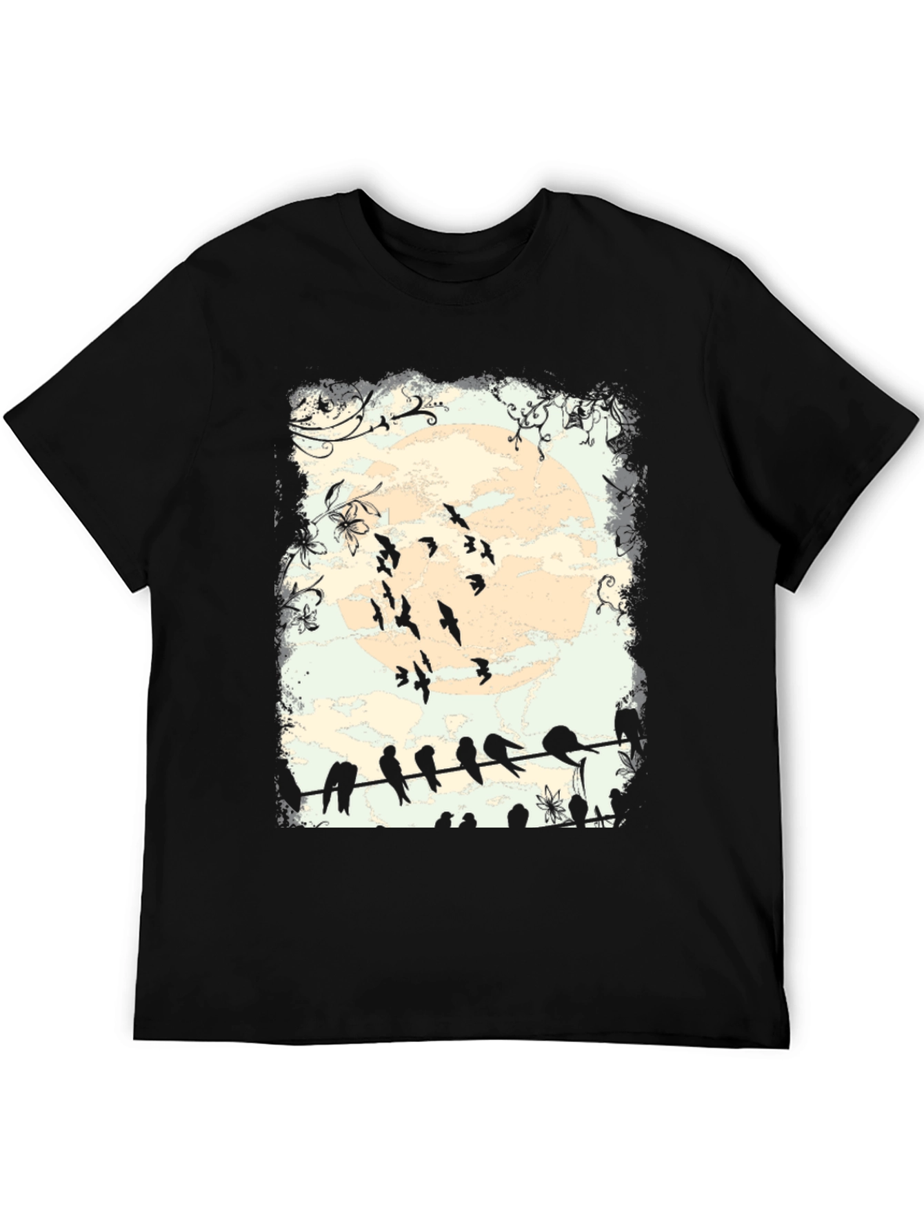 Birds on a Wire Graphic Tee - Unique Design