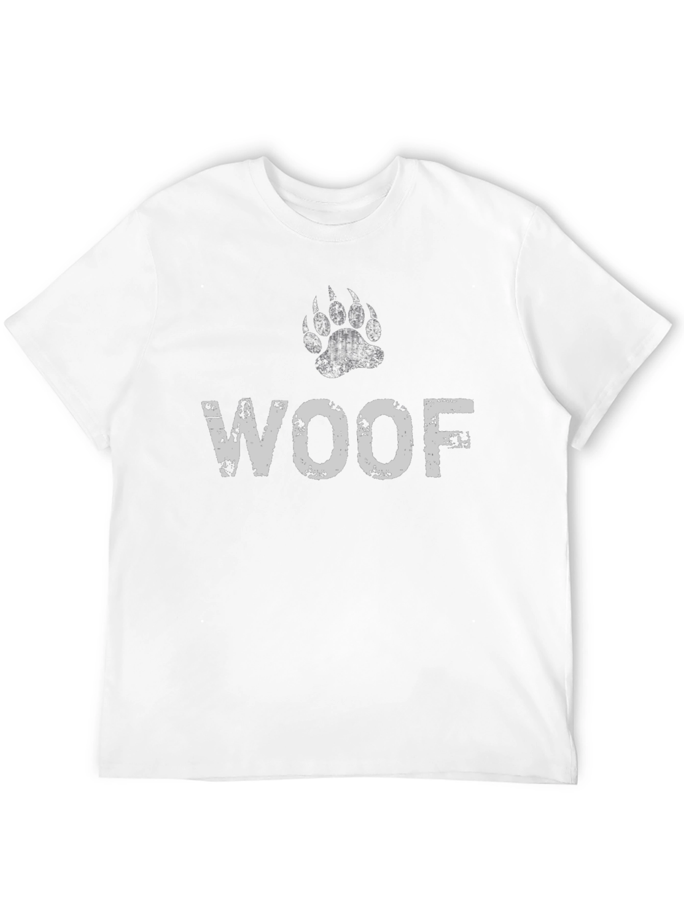 WOOF Bear Paw Print T-Shirt - Distressed Design