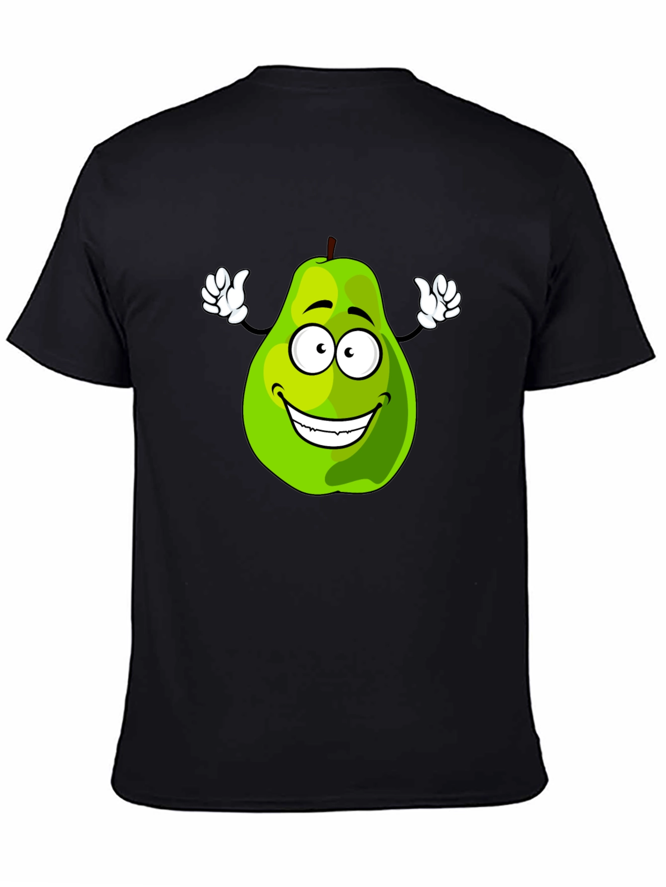 Funny Pear Cartoon Graphic Black T-Shirt