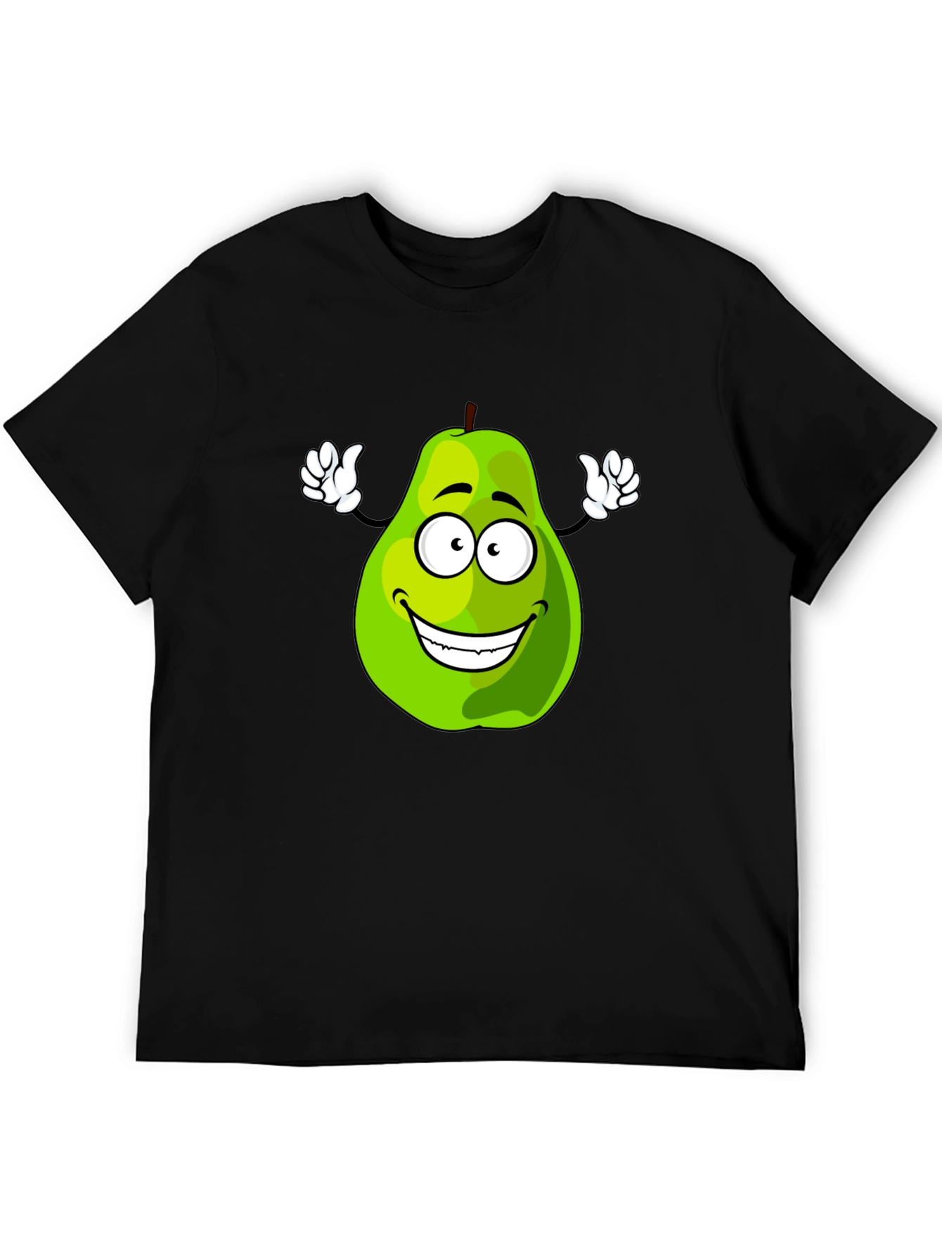 Funny Pear Cartoon Graphic Black T-Shirt