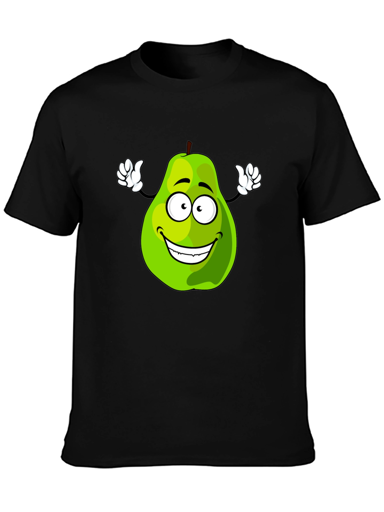 Funny Pear Cartoon Graphic Black T-Shirt
