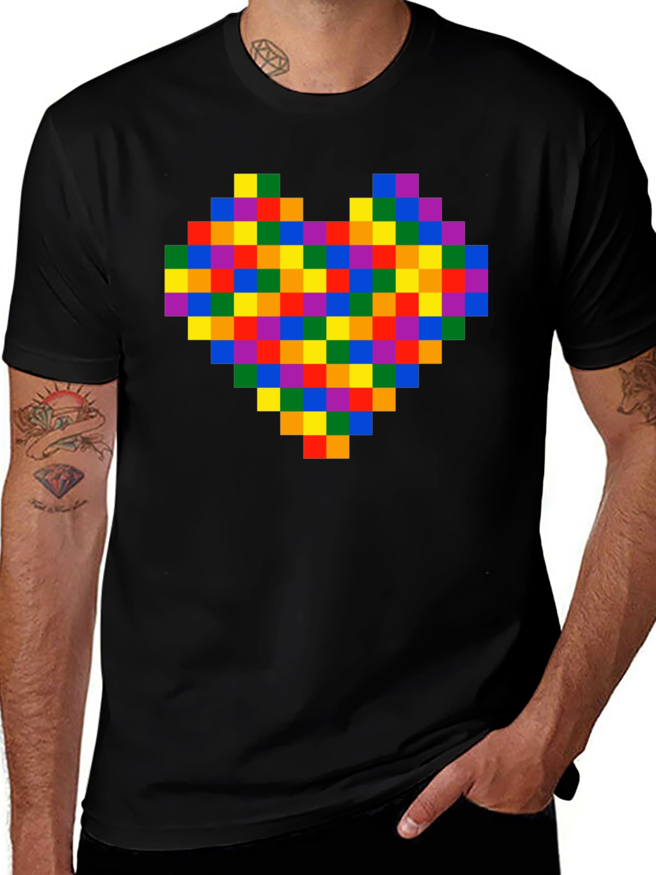Pixel Heart Black T-Shirt - Retro Gaming Love
