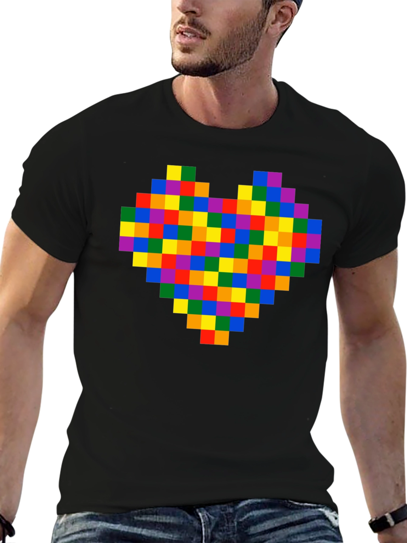 Pixel Heart Black T-Shirt - Retro Gaming Love