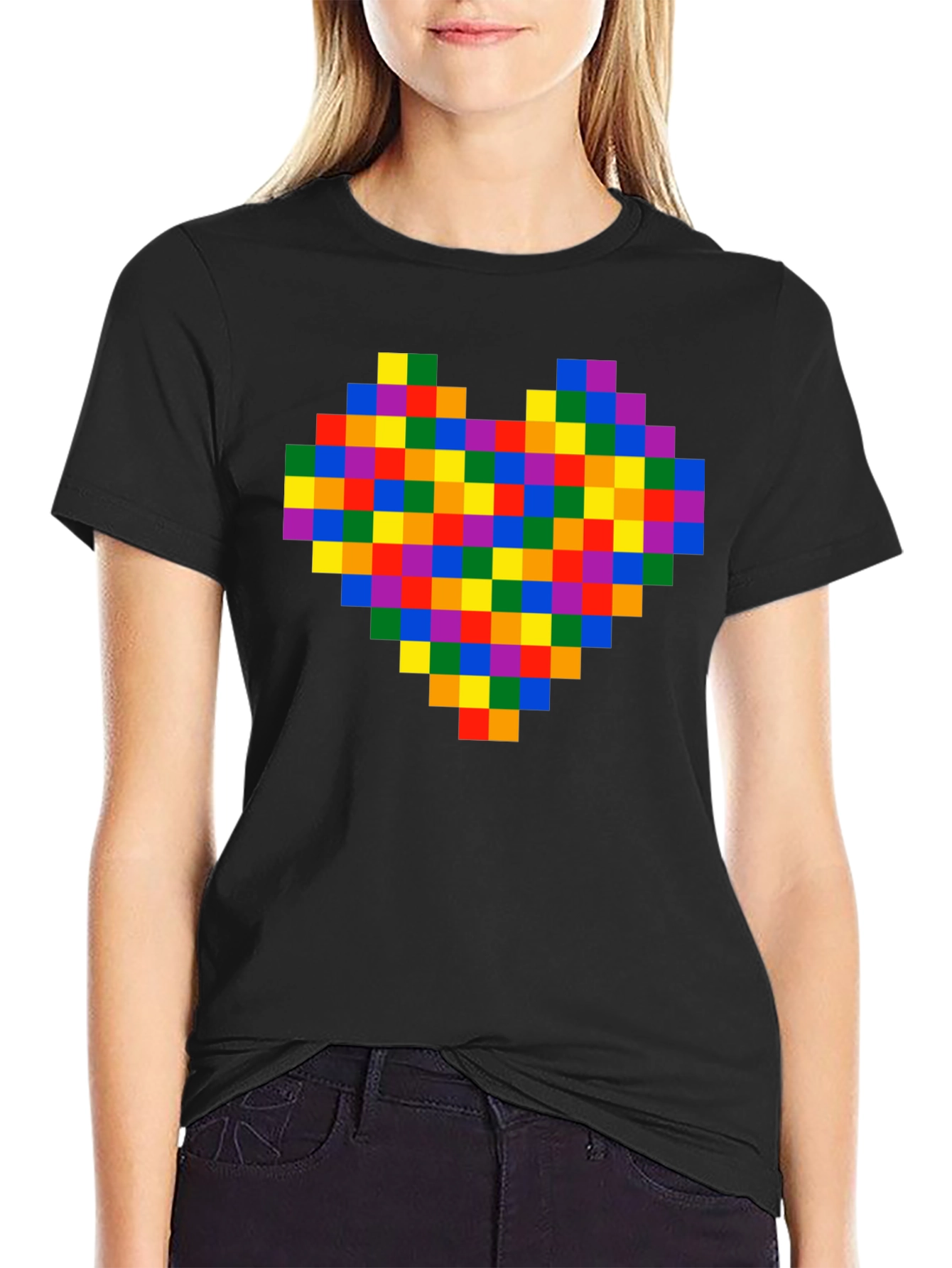 Pixel Heart Black T-Shirt - Retro Gaming Love