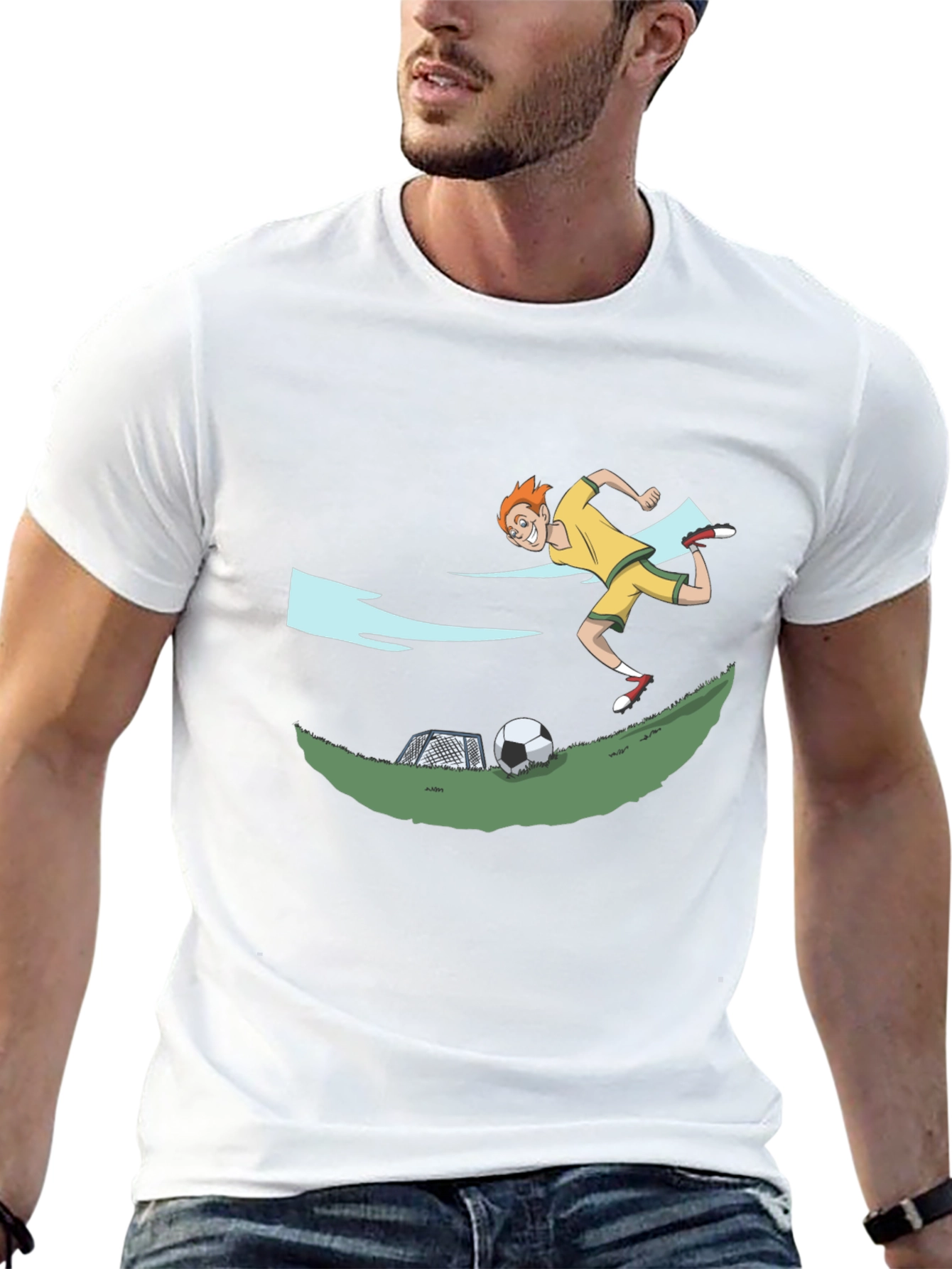 Soccer Cartoon Black T-Shirt