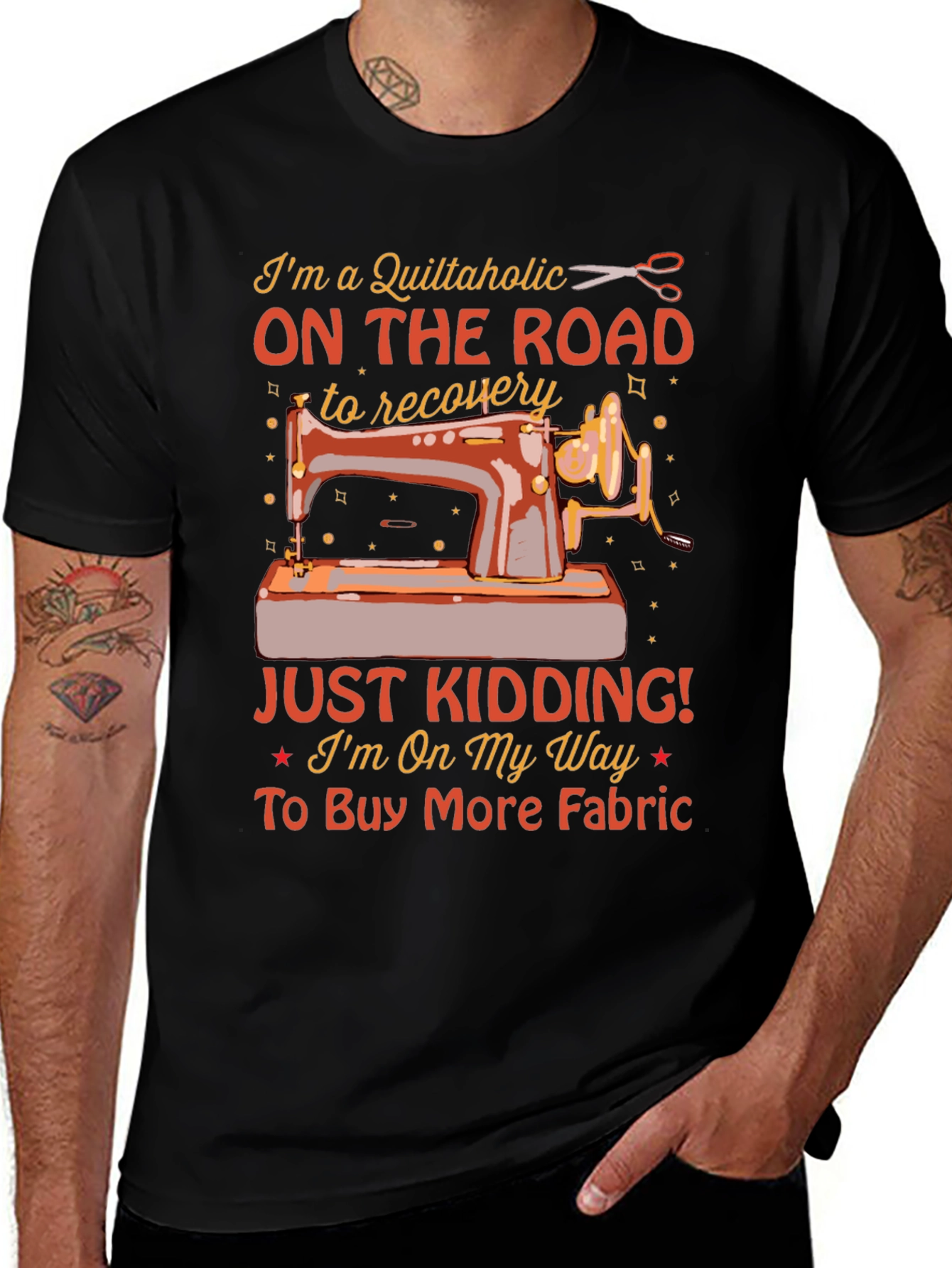 Quiltaholic On The Road Black T-Shirt