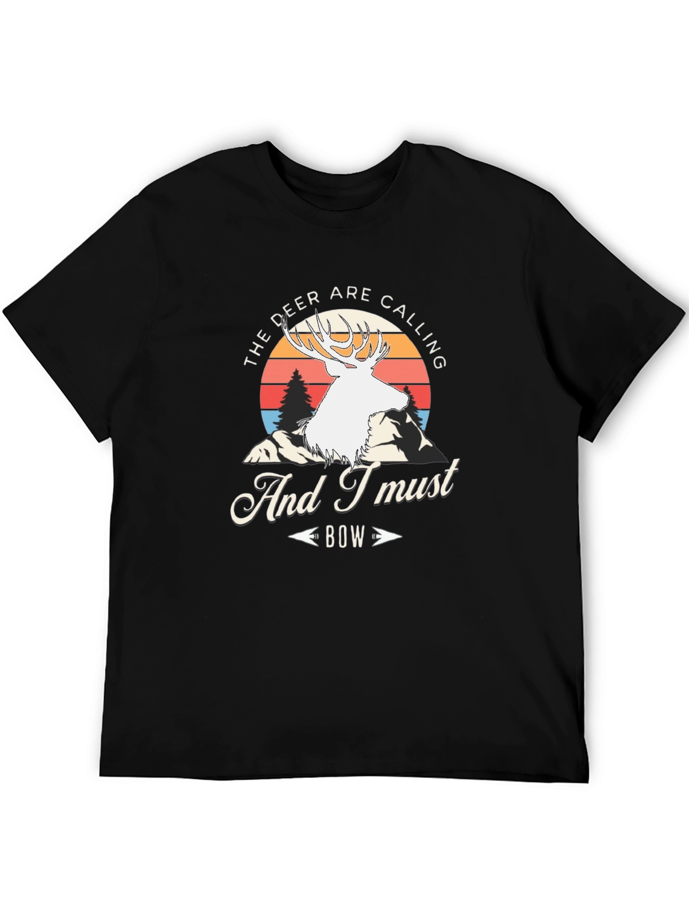 Deer Calling Bow Black Graphic Tee