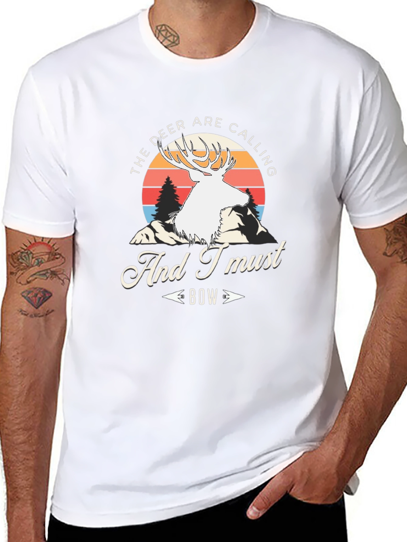 Deer Calling Bow Black Graphic Tee