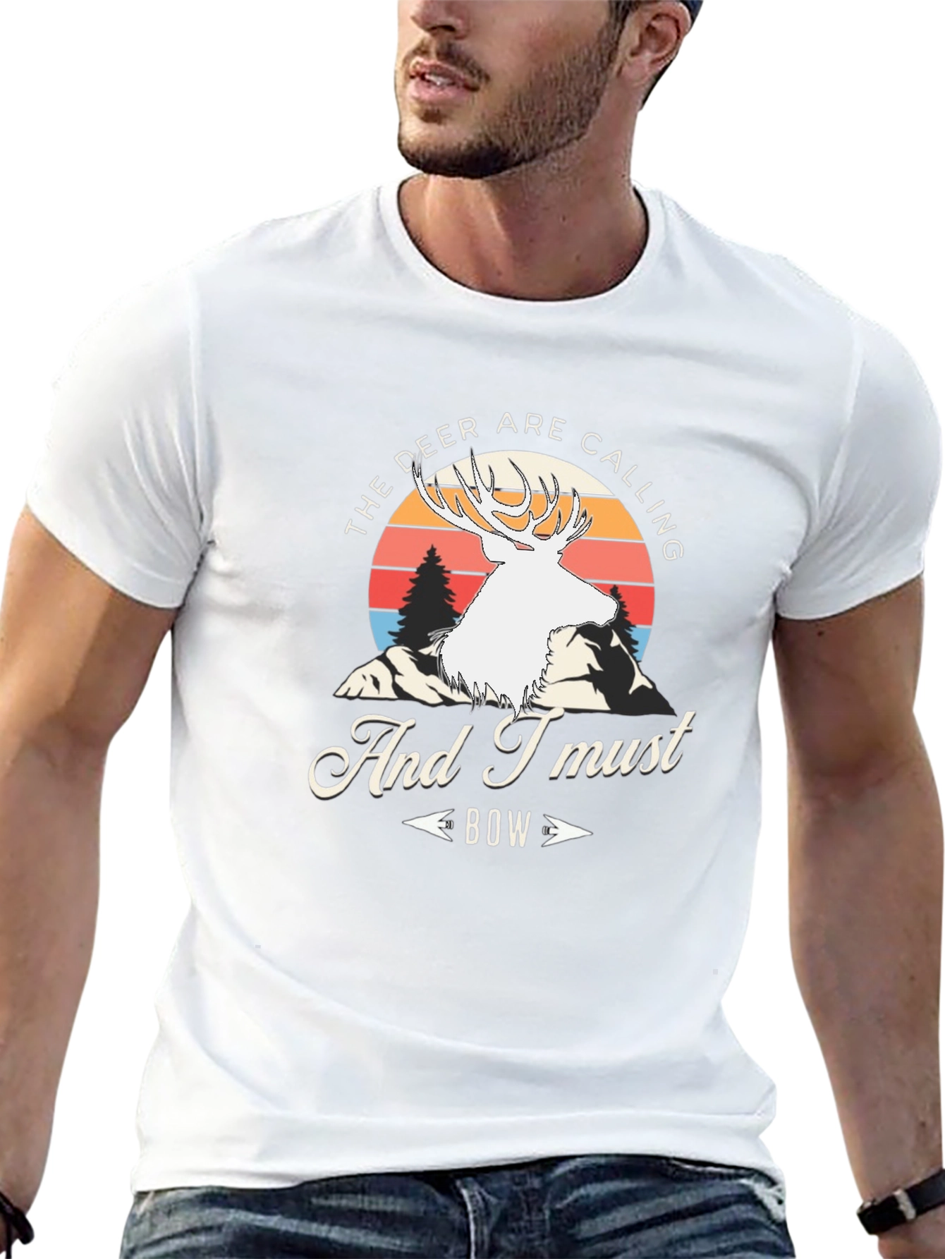 Deer Calling Bow Black Graphic Tee