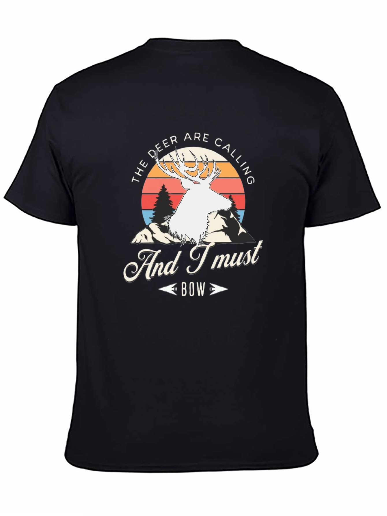 Deer Calling Bow Black Graphic Tee