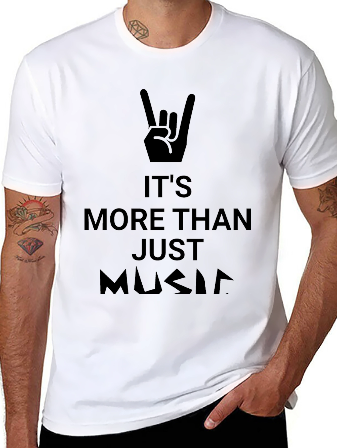 Rock On! Music Graphic Black T-Shirt