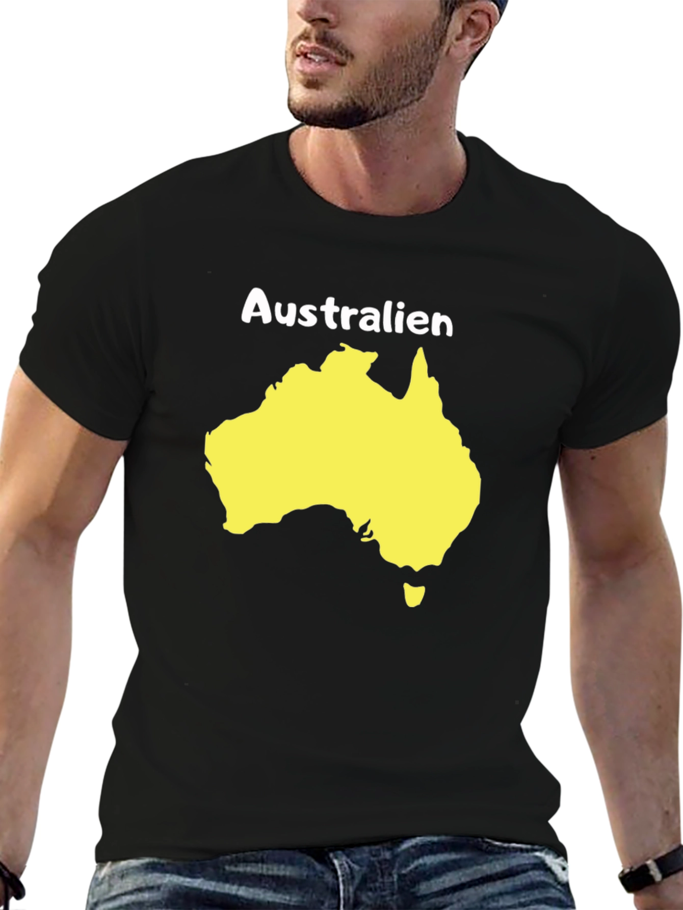Australia Map Graphic T-Shirt - Black