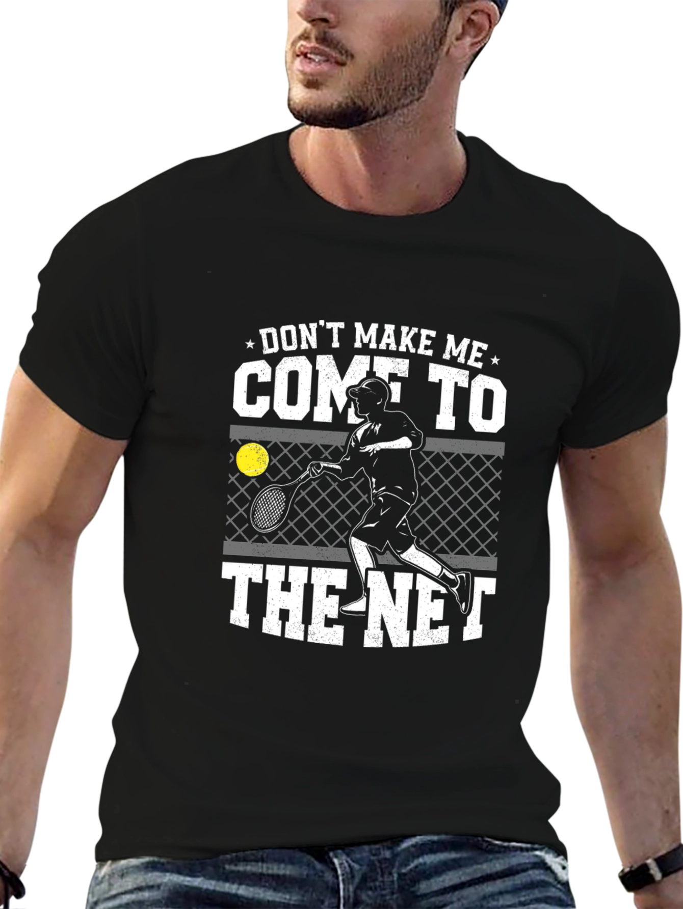 Tennis Graphic T-Shirt - Come To The Net Design