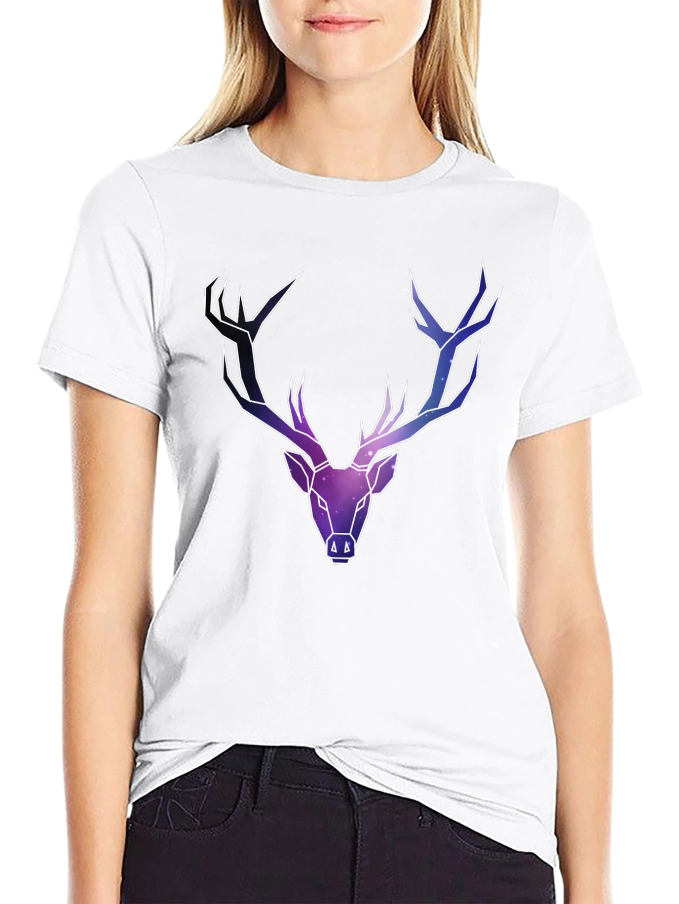 Galaxy Deer Graphic Tee - Mens Black T-Shirt