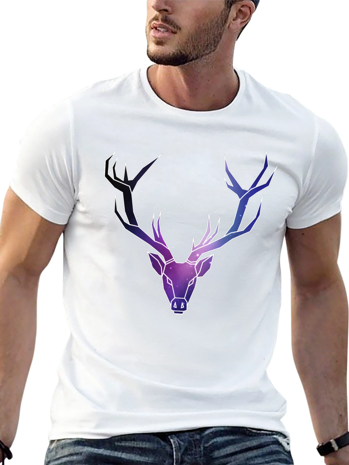 Galaxy Deer Graphic Tee - Mens Black T-Shirt
