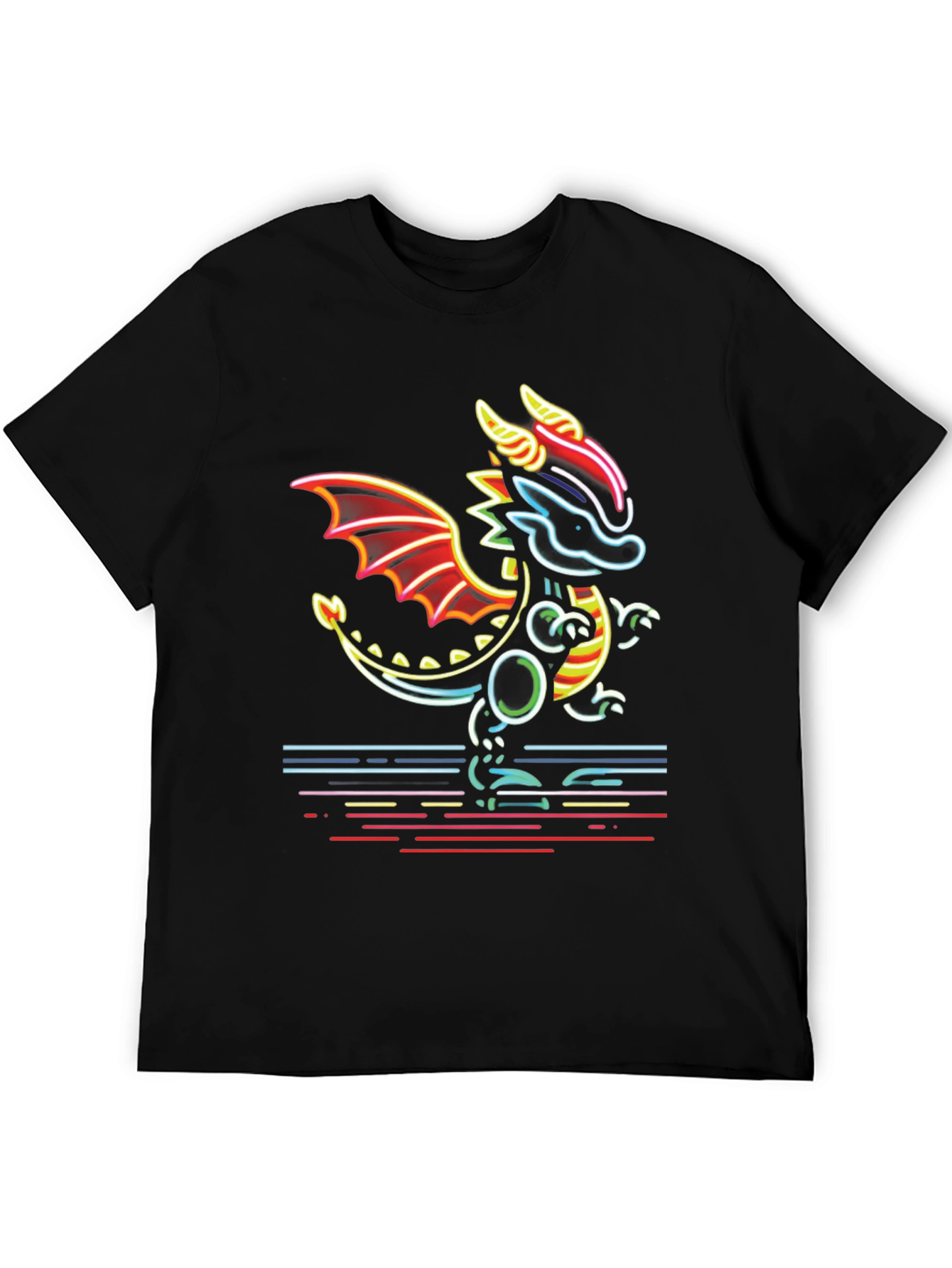 Neon Dragon Graphic Tee - Mens Black T-Shirt