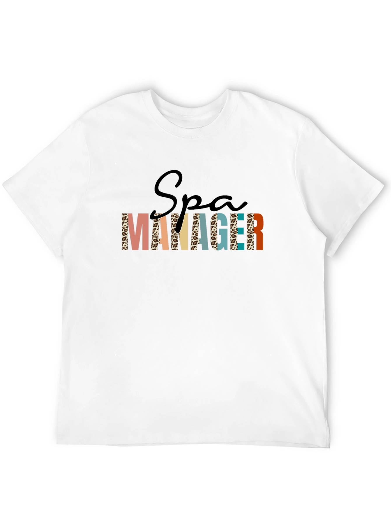 Spa Manager Graphic Tee - Animal Print Letters