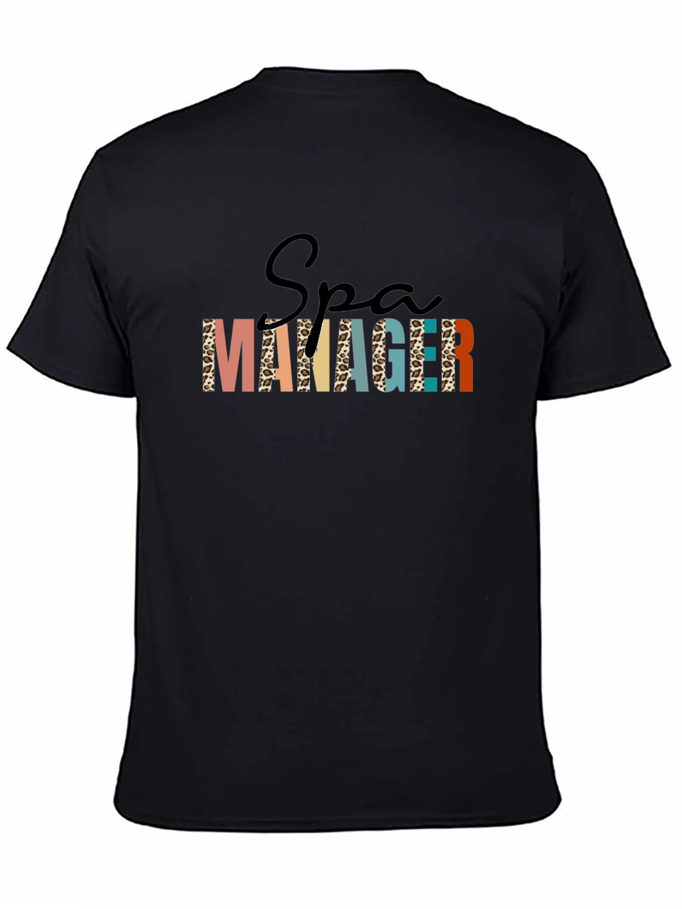 Spa Manager Graphic Tee - Animal Print Letters