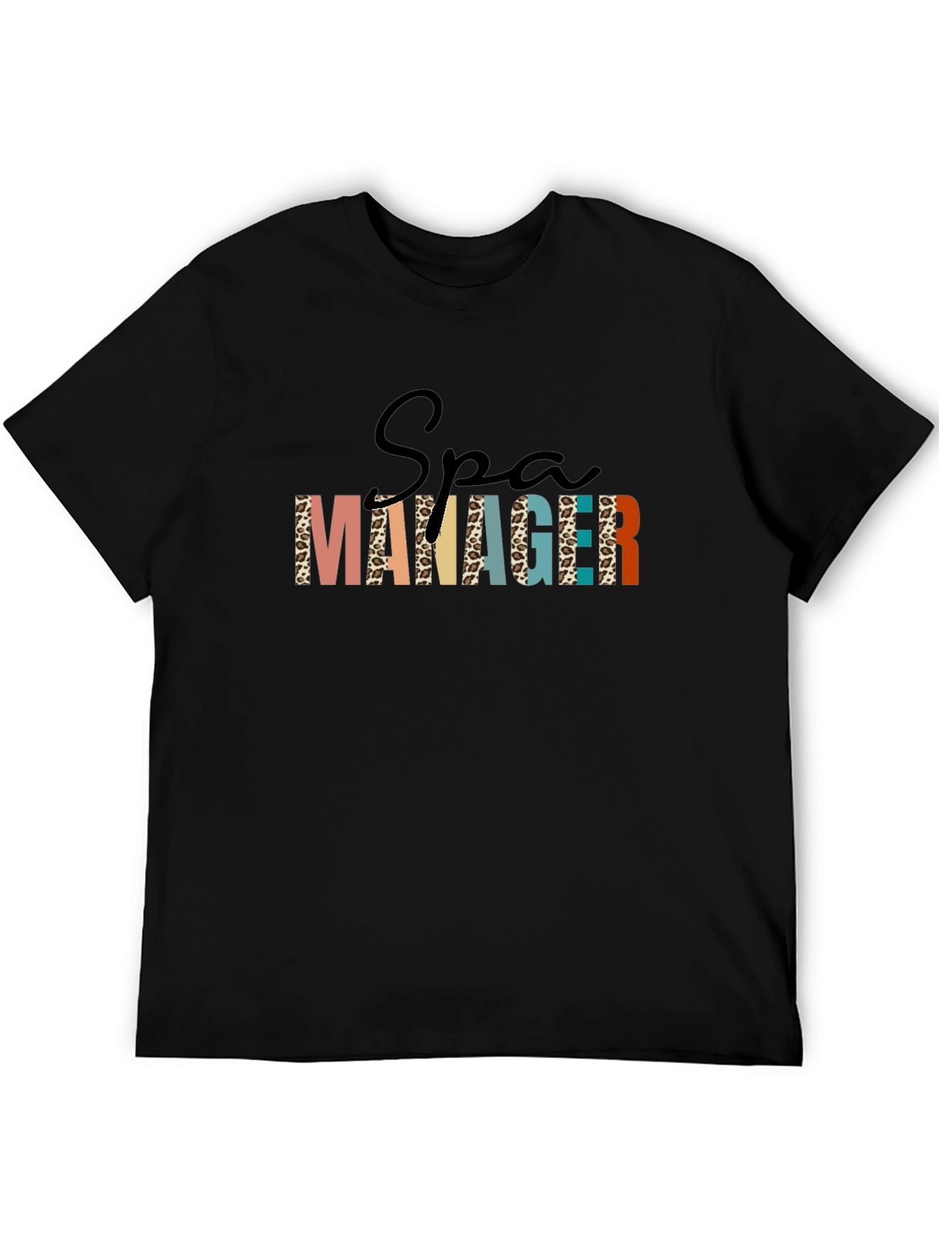 Spa Manager Graphic Tee - Animal Print Letters