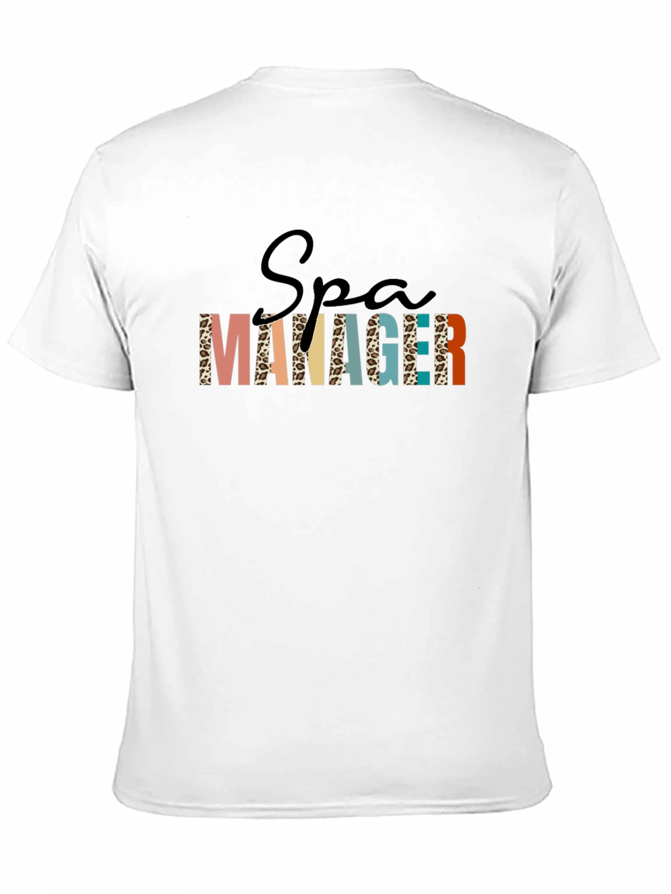 Spa Manager Graphic Tee - Animal Print Letters
