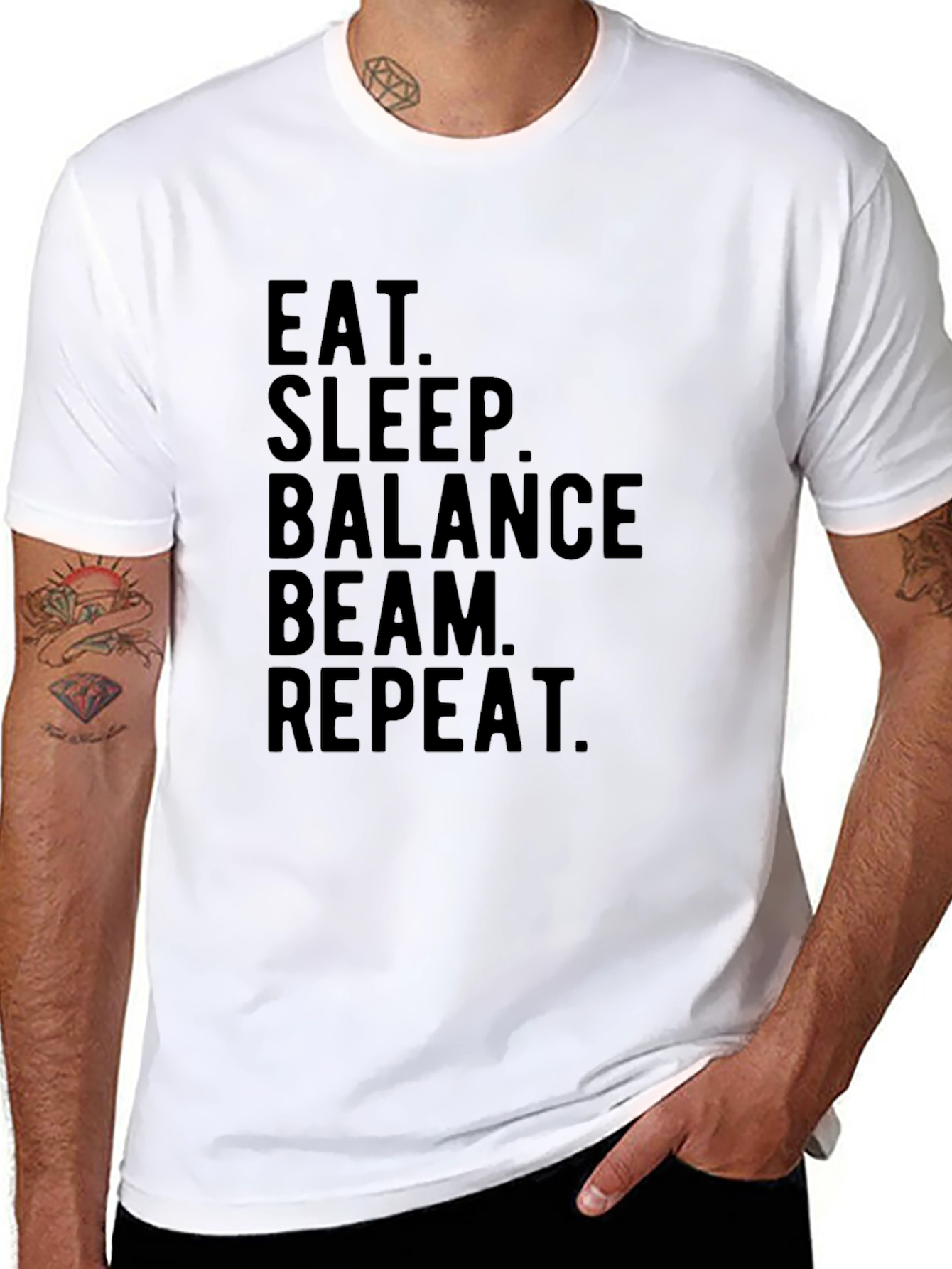 Eat Sleep Balance Beam Repeat Black T-Shirt