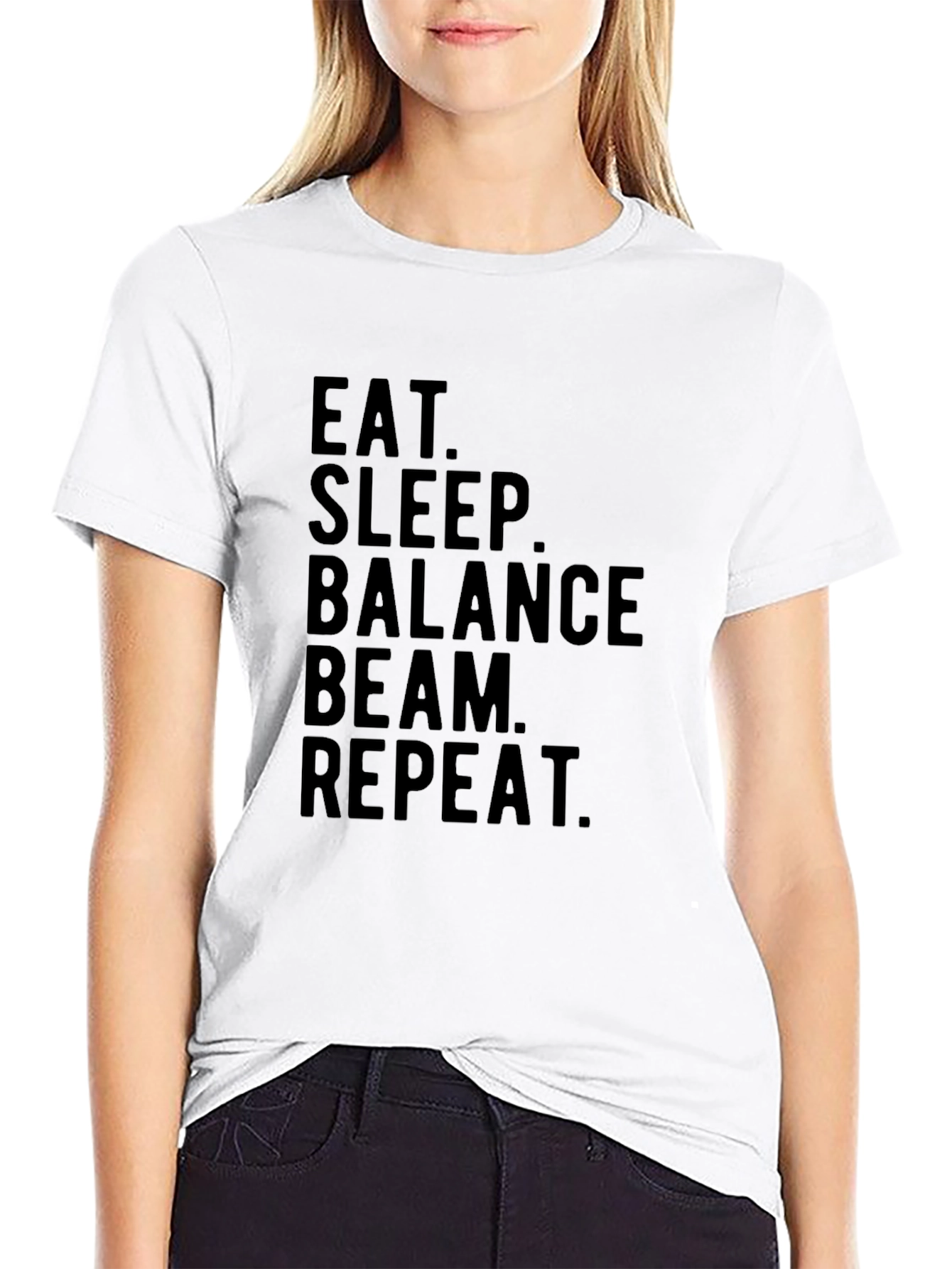 Eat Sleep Balance Beam Repeat Black T-Shirt
