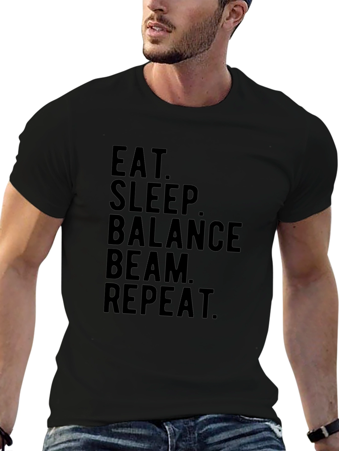 Eat Sleep Balance Beam Repeat Black T-Shirt