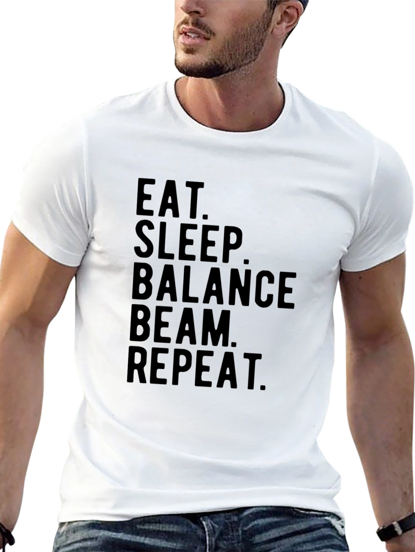 Eat Sleep Balance Beam Repeat Black T-Shirt