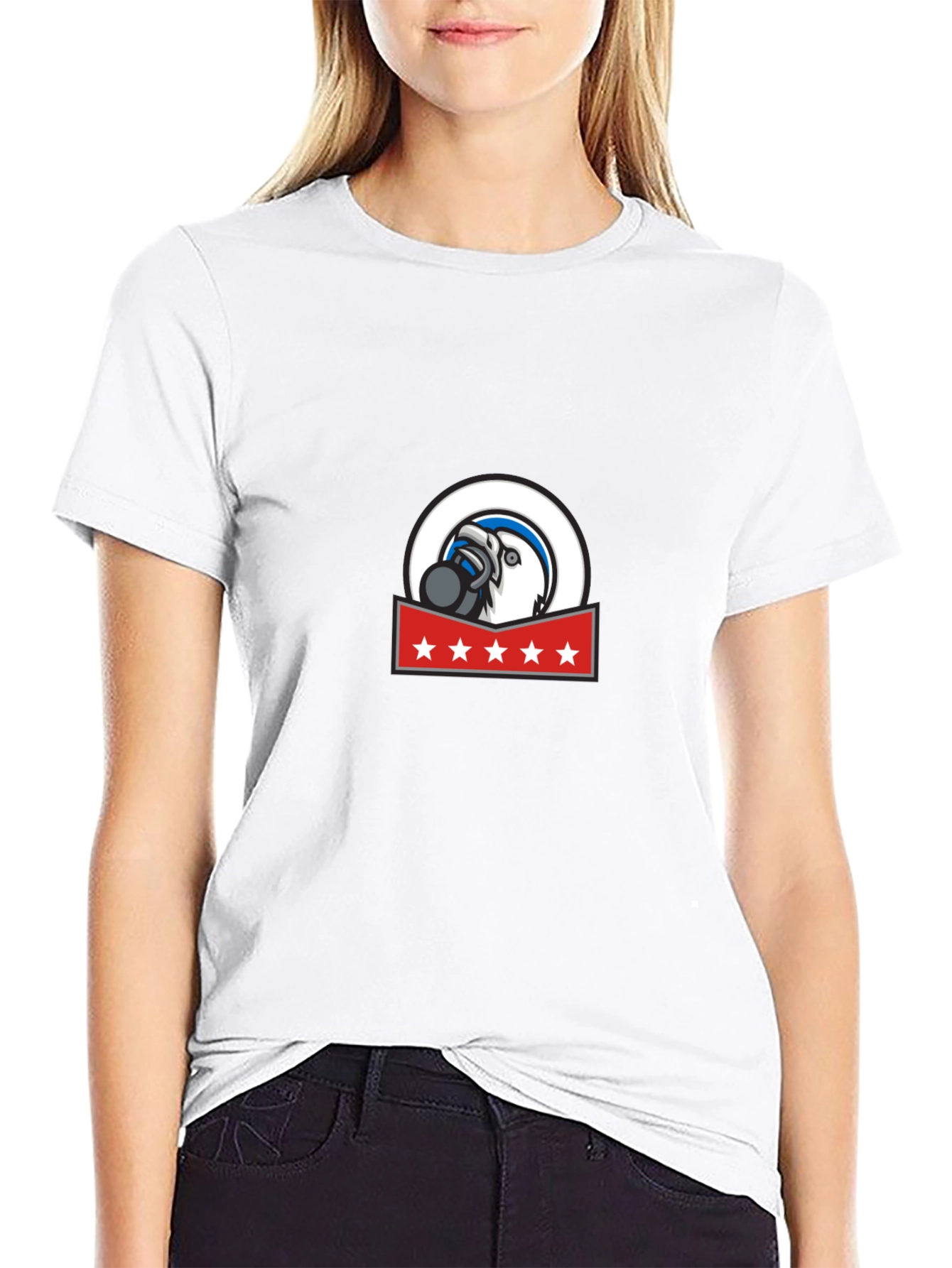 Mens Graphic Tee: Eagle Mascot Design Soft Cotton Blend