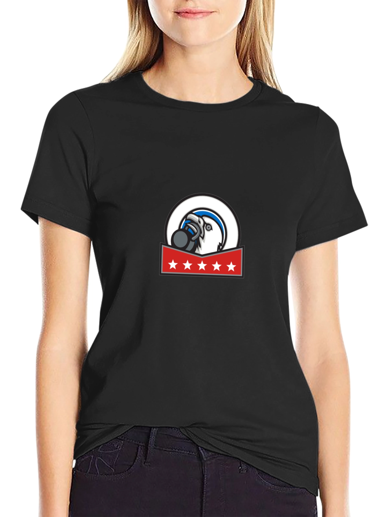 Mens Graphic Tee: Eagle Mascot Design Soft Cotton Blend