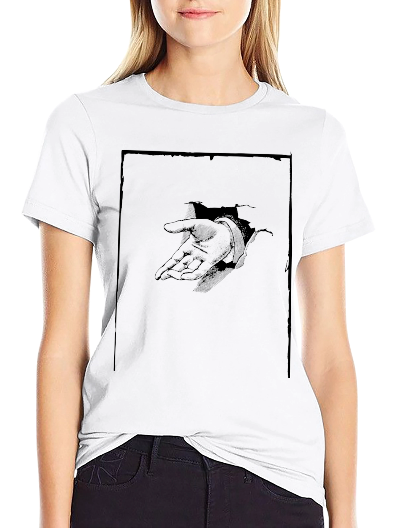 Graphic Black T-Shirt with Hand Design