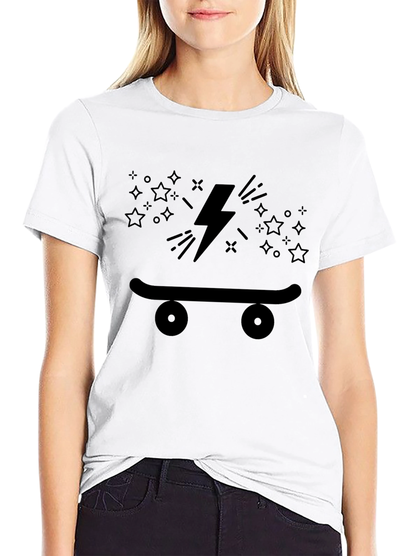 Skateboard Lightning Bolt Graphic Tee