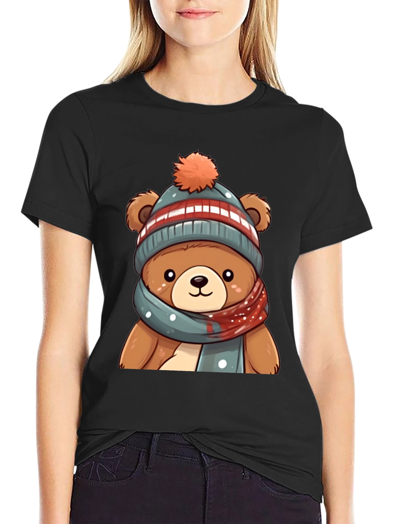 Cute Bear in Winter Hat Graphic Tee