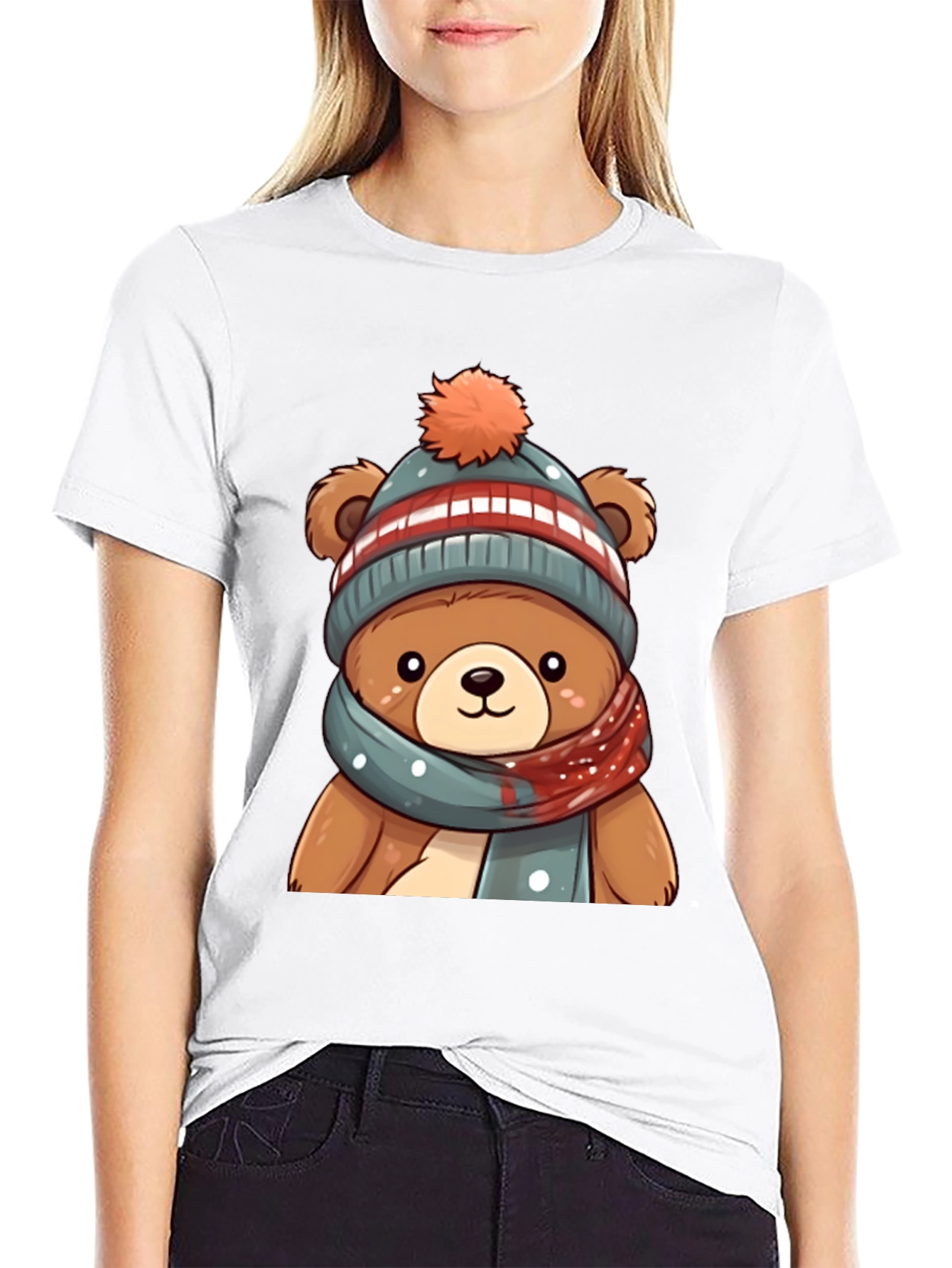 Cute Bear in Winter Hat Graphic Tee