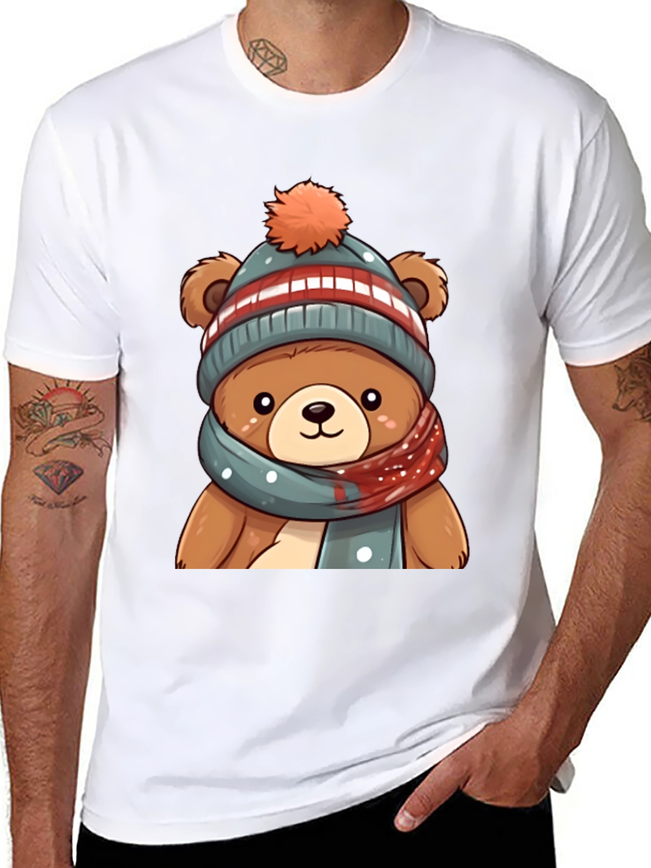 Cute Bear in Winter Hat Graphic Tee