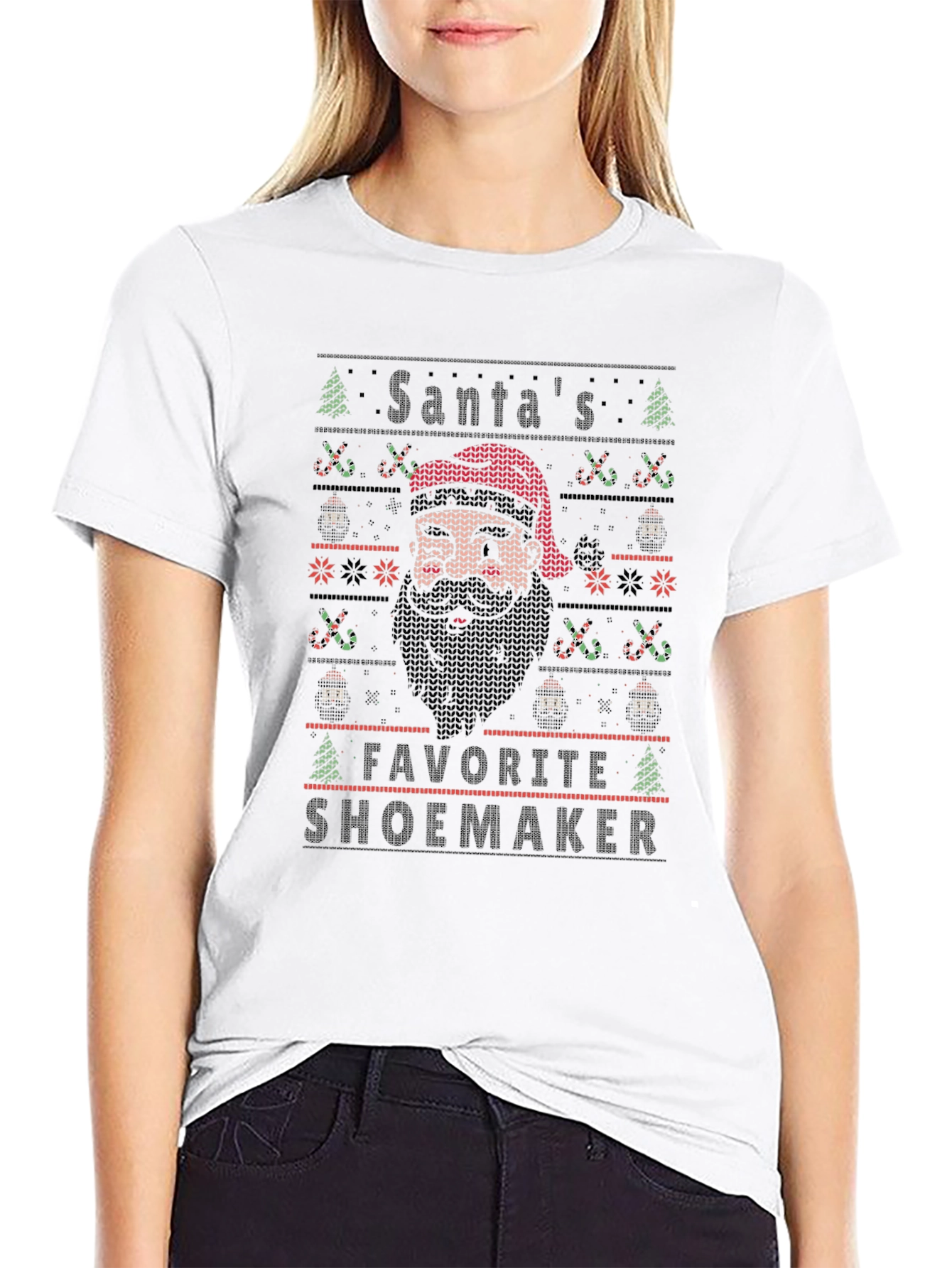 Santas Favorite Shoemaker Christmas Knit T-Shirt
