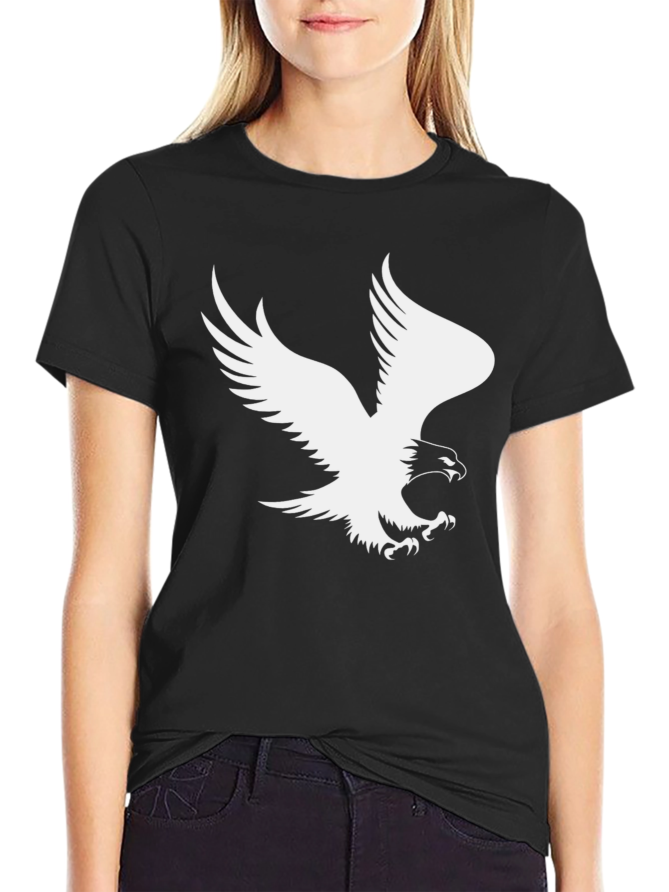 Eagle Graphic Tee - Black Cotton T-Shirt