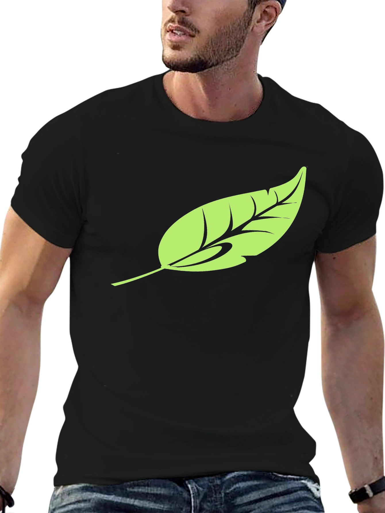 Leaf Graphic Black T-Shirt