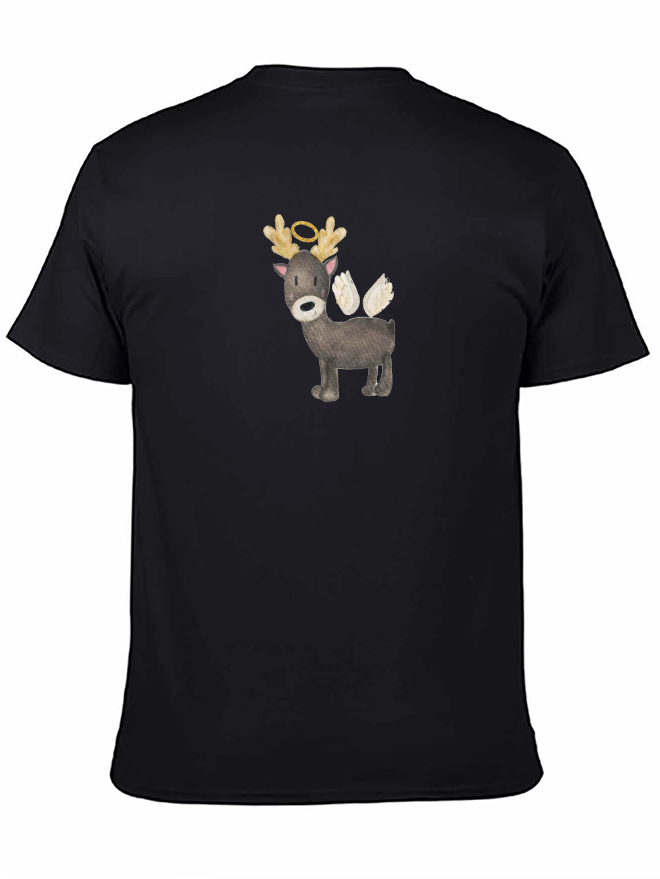 Angel Reindeer Graphic Tee - Black