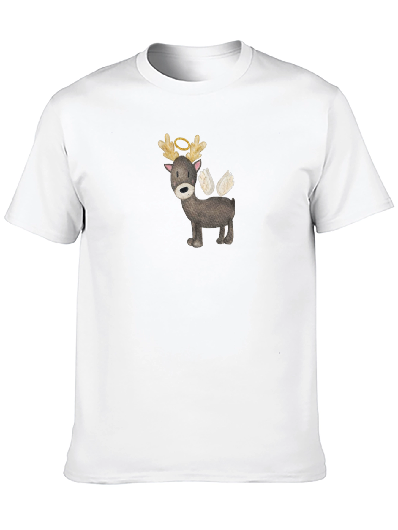 Angel Reindeer Graphic Tee - Black