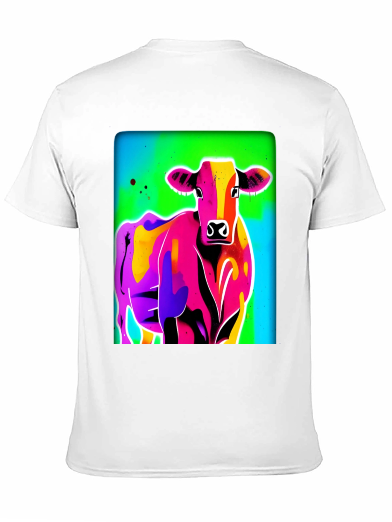 Vibrant Cow Graphic Tee - Bold Pop Art Style