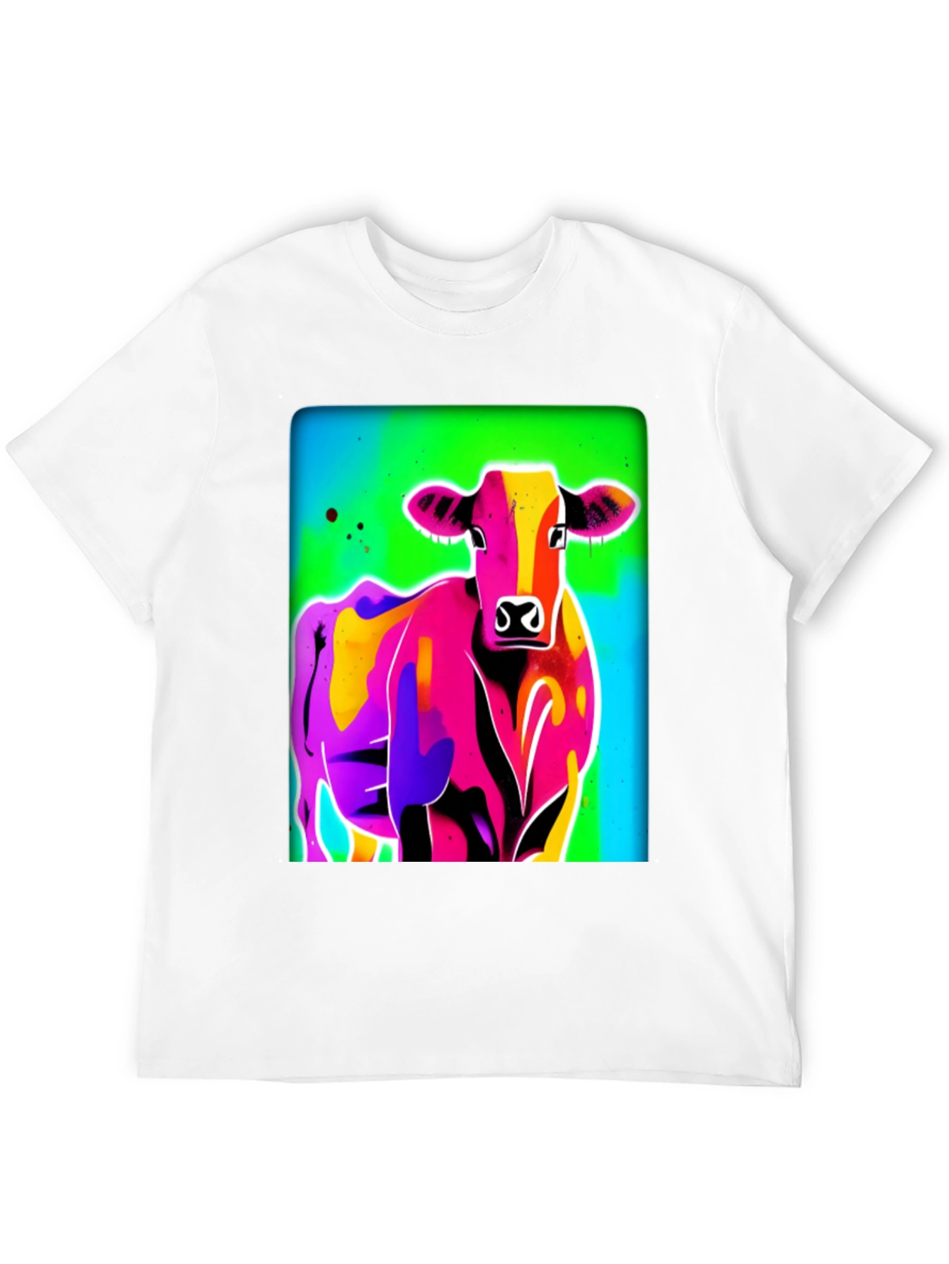 Vibrant Cow Graphic Tee - Bold Pop Art Style