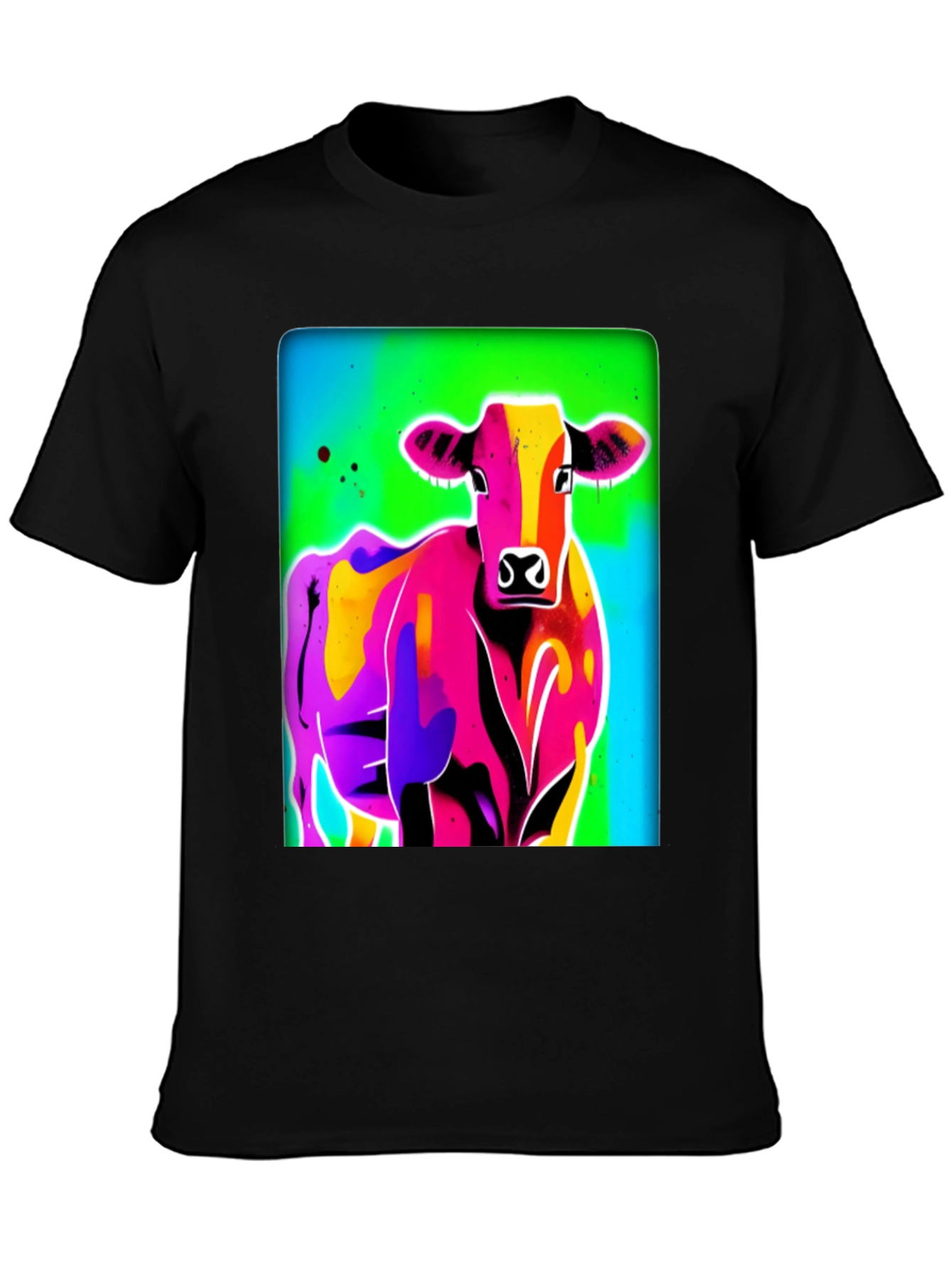 Vibrant Cow Graphic Tee - Bold Pop Art Style