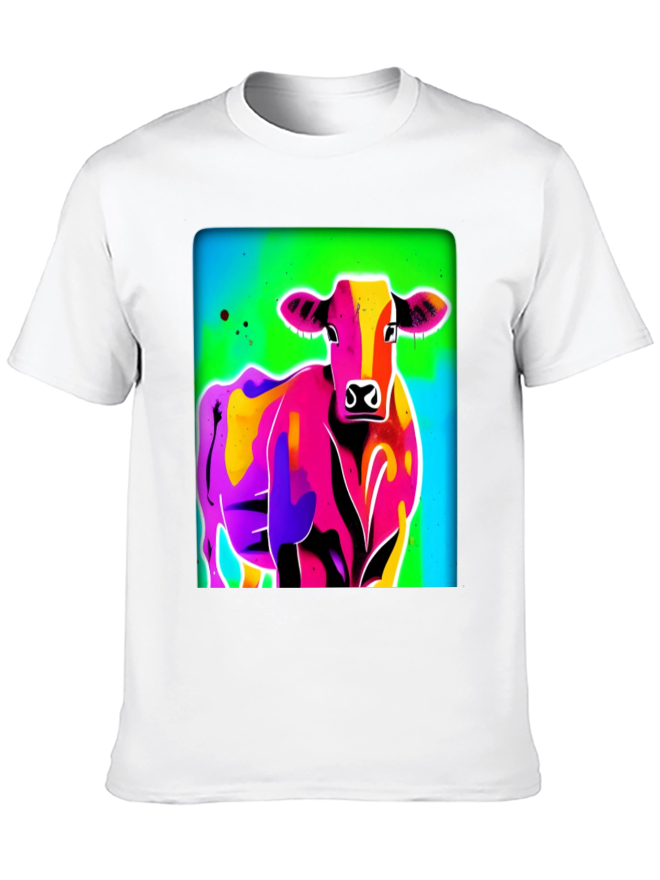 Vibrant Cow Graphic Tee - Bold Pop Art Style