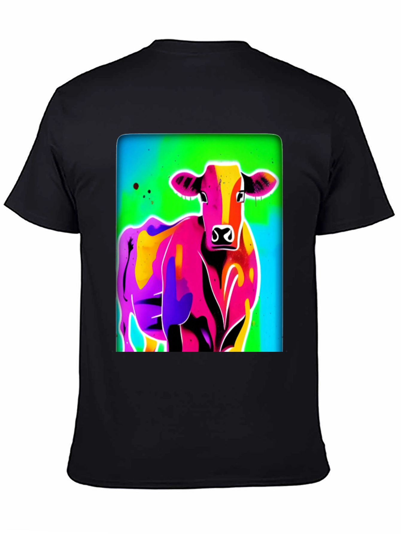 Vibrant Cow Graphic Tee - Bold Pop Art Style