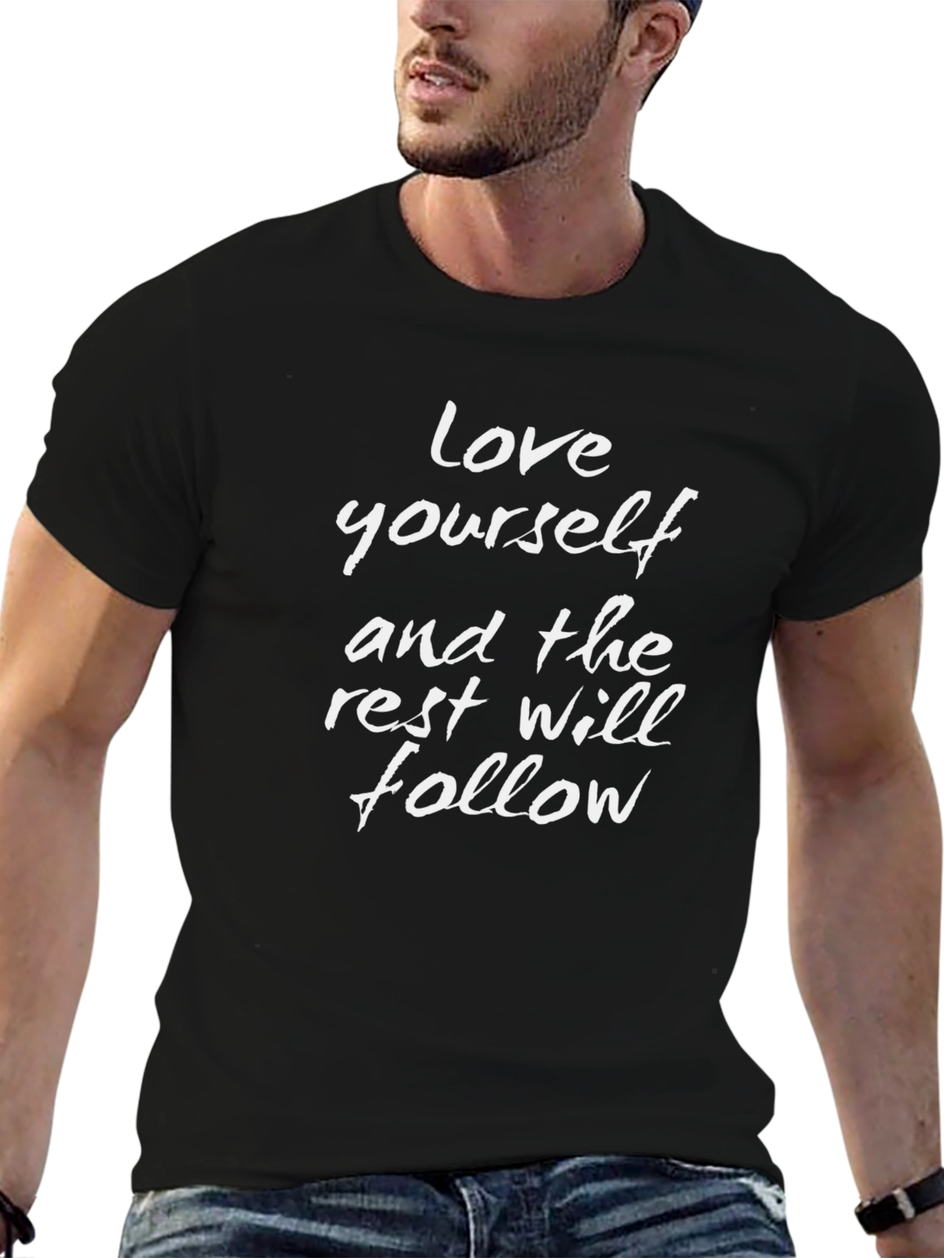 Love Yourself Graphic Tee - Black Casual Shirt
