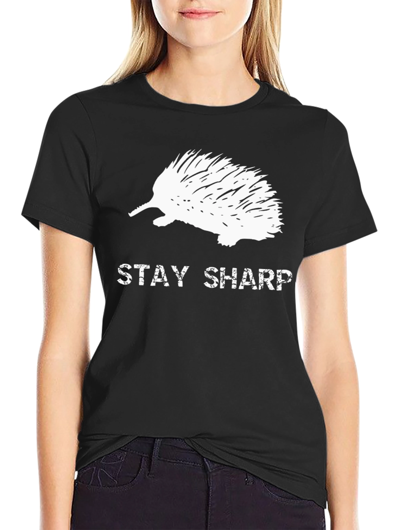 Stay Sharp Echidna Graphic Tee - Black