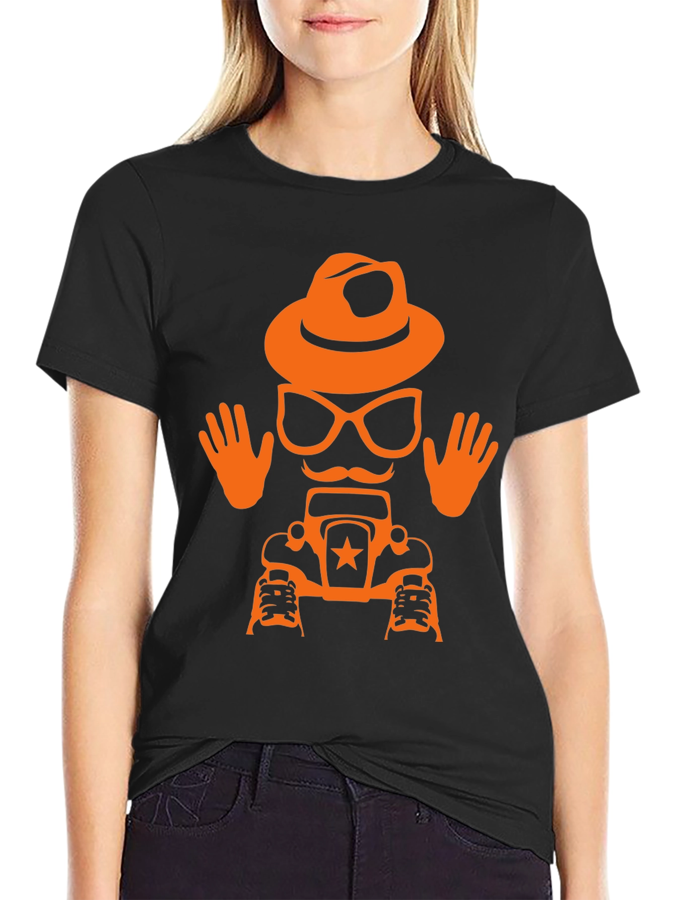 Humorous Car & Character T-Shirt